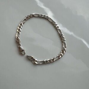 Figaro Bracelet Vintage Sterling Silver NOS 925 Italy 7”